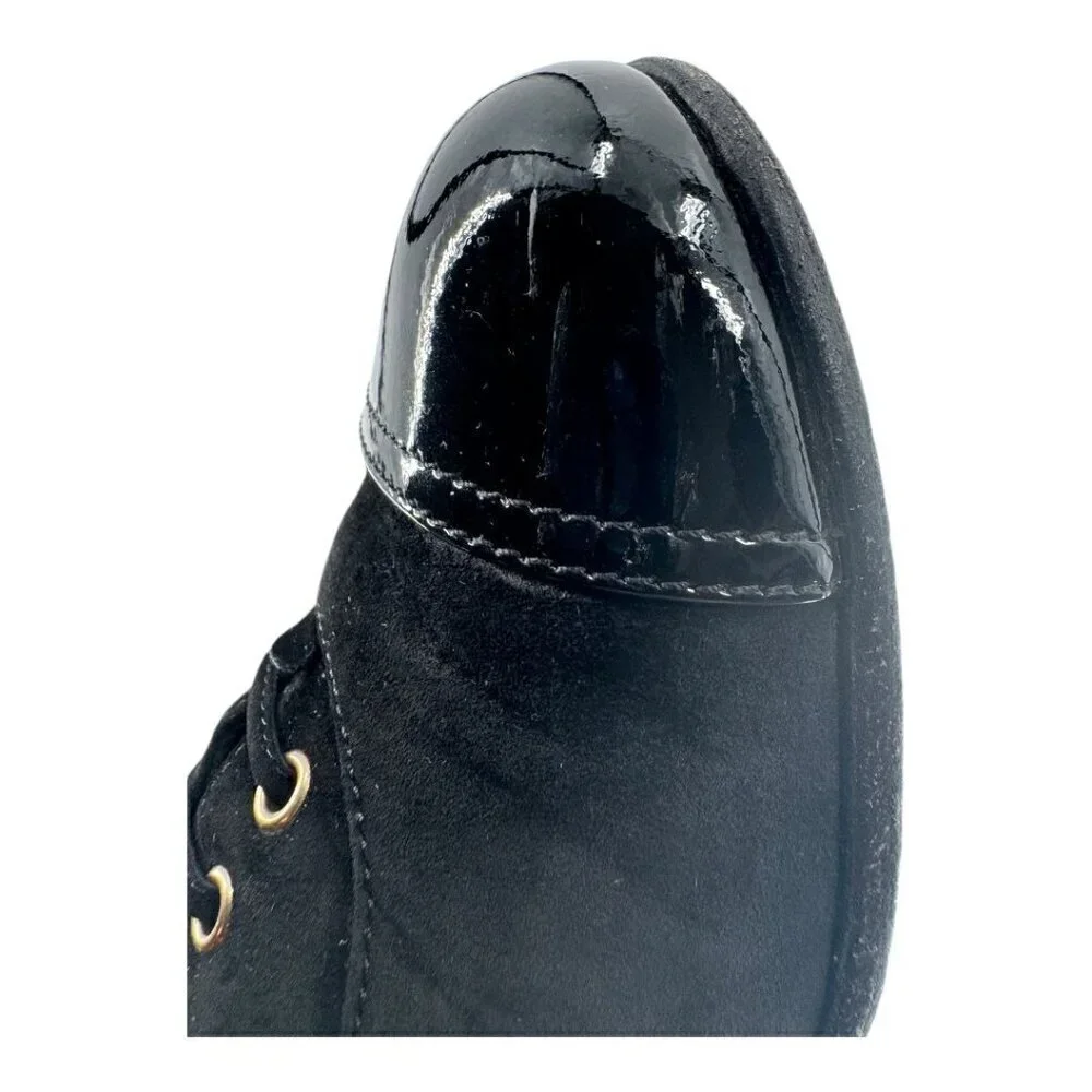 Chanel Suede Pearl CC Logo Patent Cap Toe Short Boots - Picture 12 of 16